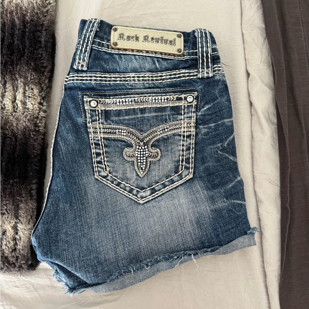 Rock Revival Distressed Blue Denim Shorts